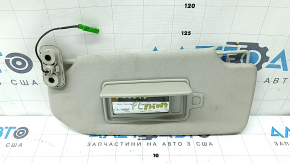 Left sun visor for Volvo XC90 16-23, gray, with backlight, without hook, needs cleaning, crack in mount, broken connector