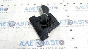 Gear knob with shifter cover VW Passat b8 16-19 USA, black leather, glossy cover, type 2, scuffs and scratches, chrome peeling