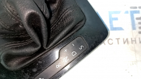 Gear knob with shifter cover VW Passat b8 16-19 USA, black leather, glossy cover, type 2, scuffs and scratches, chrome peeling