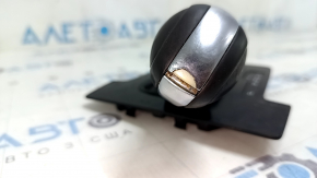 Gear knob with shifter cover VW Passat b8 16-19 USA, black leather, glossy cover, type 2, scuffs and scratches, chrome peeling
