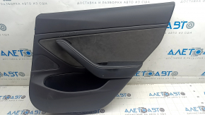 Tesla Model 3 18-20 black leather rear right door panel with speaker, window control, and door release button, leather tears