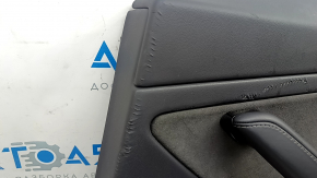 Tesla Model 3 18-20 black leather rear right door panel with speaker, window control, and door release button, leather tears
