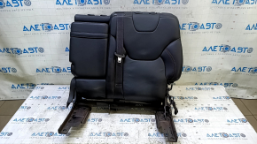 Left rear seat back for Jeep Cherokee KL 19-23, black leather, perforated, with armrest, dented, scratches, needs cleaning, belt mount is cracked