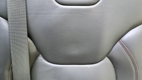 Left rear seat back for Jeep Cherokee KL 19-23, black leather, perforated, with armrest, dented, scratches, needs cleaning, belt mount is cracked