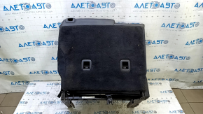 Left rear seat back for Jeep Cherokee KL 19-23, black leather, perforated, with armrest, dented, scratches, needs cleaning, belt mount is cracked