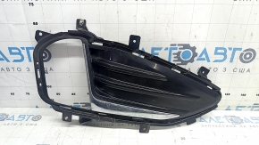Right front bumper grille for Ford Edge 19-24 under fog lights, gloss black with chrome molding, sand