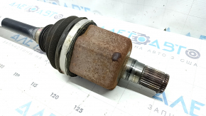 The front left half shaft of a Volvo XC90 16-23 T5, T6 AWD has a torn outer CV joint boot.