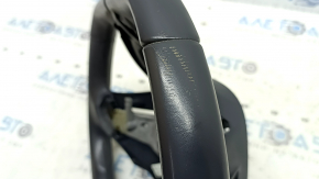 The steering wheel is bare, Hyundai Ioniq 20-22, black leather, without buttons, paddles, and overlays, under the radar, scratches.