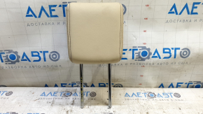 Rear left headrest, 3rd row, Toyota Highlander 14-19, beige leather, black stitching, cleanable