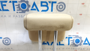 Headrest rear center 3rd row Toyota Highlander 14-19 beige leather, black stitching, ready to clean