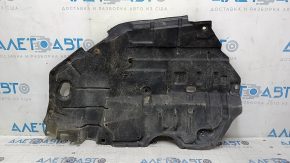 Right engine guard for Toyota Camry V50 12-14 USA is worn, torn, and dented.