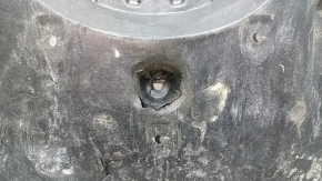The front bumper guard for a Toyota Camry v70 18-24 is dented, torn, and worn.