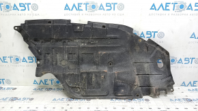 Left engine guard for Toyota Camry V50 12-14 USA is worn and torn.