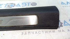 Front left door sill plate for Ford Edge 19-24, black with chrome, backlit, scratches