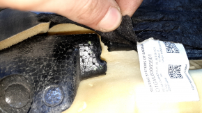 Left rear seat cushion for Chevrolet Volt 11-15, black leather with white stitching, foam break, needs cleaning
