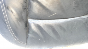 Right rear seat cushion for Chevrolet Volt 11-15, black leather with white stitching, foam break, needs cleaning