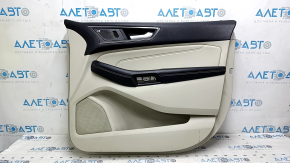 Front right door panel, Ford Edge 19-24, gray with black, Bang & Olufsen, black leather armrest, gray leather insert, with handle, bumpers