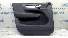 Front left door panel for Volvo XC40 19-25, black, memory foam, black leather armrest, gray trim, with arm, dent, scratches