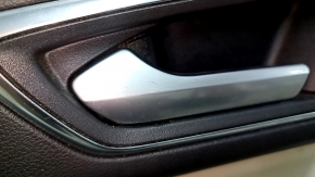 Front left door panel, Ford Edge 19-24, gray with black, Bang & Olufsen, black leather armrest, gray leather insert, with handle, dented, needs cleaning