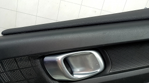 Black rear right door panel for Volvo XC40 19-25, black leather armrest with handle, scratches, nicks