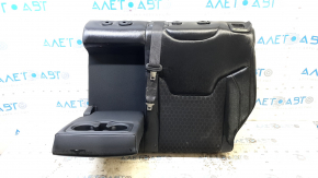Left rear seat back for Jeep Compass 22-25, leather + black cloth, with belt and armrest, black stitching, tear