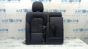 Rear seat backrest, 2nd row, right, Volvo XC40 19-25, black leather with gray stitching, with armrest and belt, scratches on the trim and latch, needs cleaning