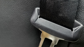 Rear seat backrest, 2nd row, right, Volvo XC40 19-25, black leather with gray stitching, with armrest and belt, scratches on the trim and latch, needs cleaning