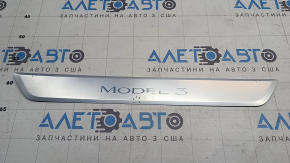 Tesla Model 3 18" front right outer door sill plate, chrome, scratches