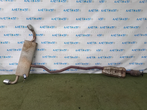 Rear muffler with barrel for Ford Edge 19-21 2.0T AWD with catalytic converter, dented pipe, rusty