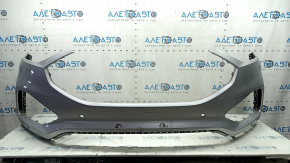 Front bare bumper for Ford Edge 19-24 with parking sensors, without tow hook, gray, non-factory holes, worn, broken mount