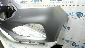 Front bare bumper for Ford Edge 19-24 with parking sensors, without tow hook, gray, non-factory holes, worn, broken mount