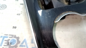 Ford Edge 19-24 center console trim with cup holder, black, under parking sensors, scratches, chrome peeling, needs cleaning