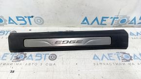 Front left door sill plate for Ford Edge 19-24, black with chrome, backlit, scratches