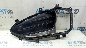 Left front bumper grille for Ford Edge 19-24 under fog lights, gloss black with chrome molding, sand, chips