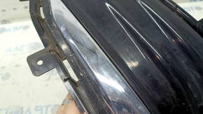 Left front bumper grille for Ford Edge 19-24 under fog lights, gloss black with chrome molding, sand, chips