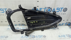 Left front bumper grille for Ford Edge 19-24 under fog lights, gloss black with chrome molding, sand, chips