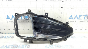 Right front bumper grille for Ford Edge 19-24 under fog lights, gloss black with chrome molding, sand, chips