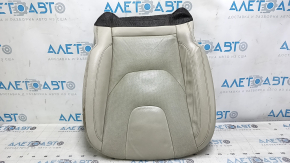 Driver's seat cushion upholstery for Ford Edge 15-24, gray leather, perforated, heated, ventilated, dry-cleanable, cracked