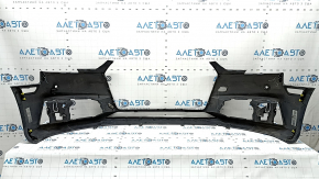 Bare front bumper for Audi A4 B9 17-19 S-Line without washers, for 4 parking sensors, without tow hook plug, graphite, broken fasteners, fake, cracks, scratches, sand