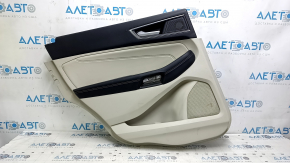 Rear left door panel for a Ford Edge 19-24, gray and black, black leather armrest, gray leather insert, with handle, scratches, tears