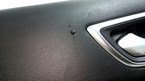 Rear left door panel for a Ford Edge 19-24, gray and black, black leather armrest, gray leather insert, with handle, scratches, tears