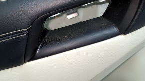 Rear left door panel for a Ford Edge 19-24, gray and black, black leather armrest, gray leather insert, with handle, scratches, tears
