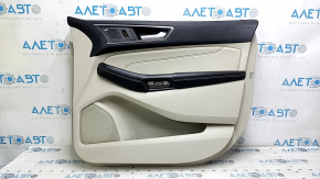 Front right door panel, Ford Edge 19-24, gray with black, Bang & Olufsen, black leather armrest, gray leather insert, with handle, scratches