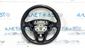 Ford Edge 15-24 black leather steering wheel, not heated, scratches, worn, torn fasteners