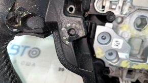 Ford Edge 15-24 black leather steering wheel, not heated, scratches, worn, torn fasteners