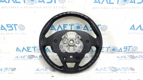 Ford Edge 15-24 black leather steering wheel, not heated, scratches, worn, torn fasteners