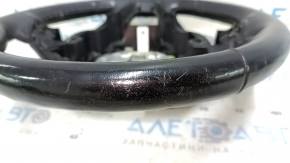 Ford Edge 15-24 black leather steering wheel, not heated, scratches, worn, torn fasteners
