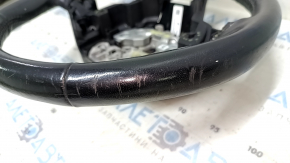 Ford Edge 15-24 black leather steering wheel, not heated, scratches, worn, torn fasteners