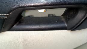 Front left door panel, Ford Edge 19-24, gray with black, Bang & Olufsen, black leather armrest, gray leather insert, with handle, scratches, nicks, broken fastener, needs cleaning