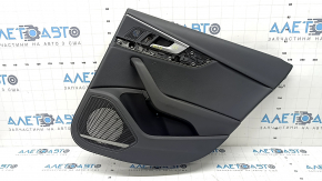 Black rear right door panel for Audi A4 B9 17-19, black leather armrest, black leather insert, Bang & Olufsen, with handle and speaker grilles, scratches, broken soundproofing mount